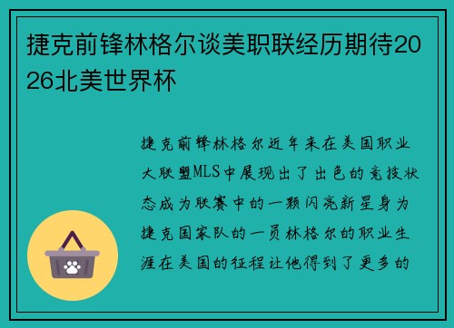 捷克前锋林格尔谈美职联经历期待2026北美世界杯